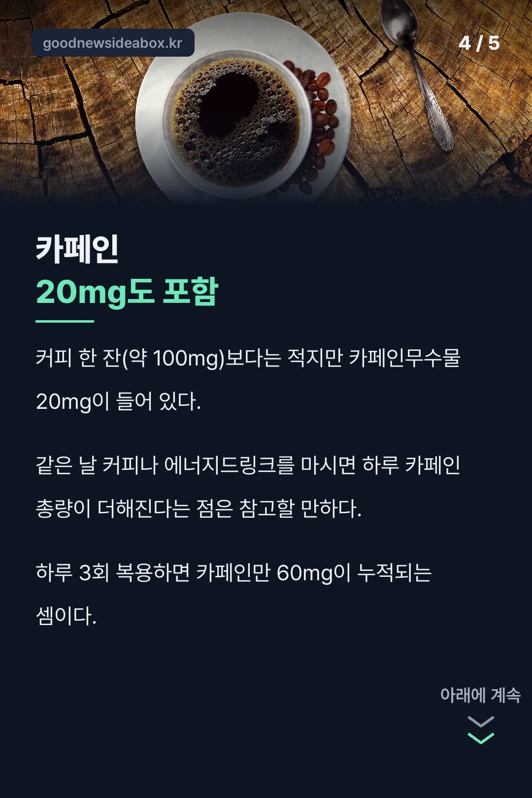 카페인 함량 참고 사실